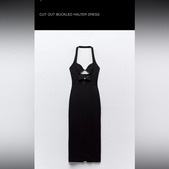 NWT Zara Black Halter Cutout Dress - Picture 2 of 8